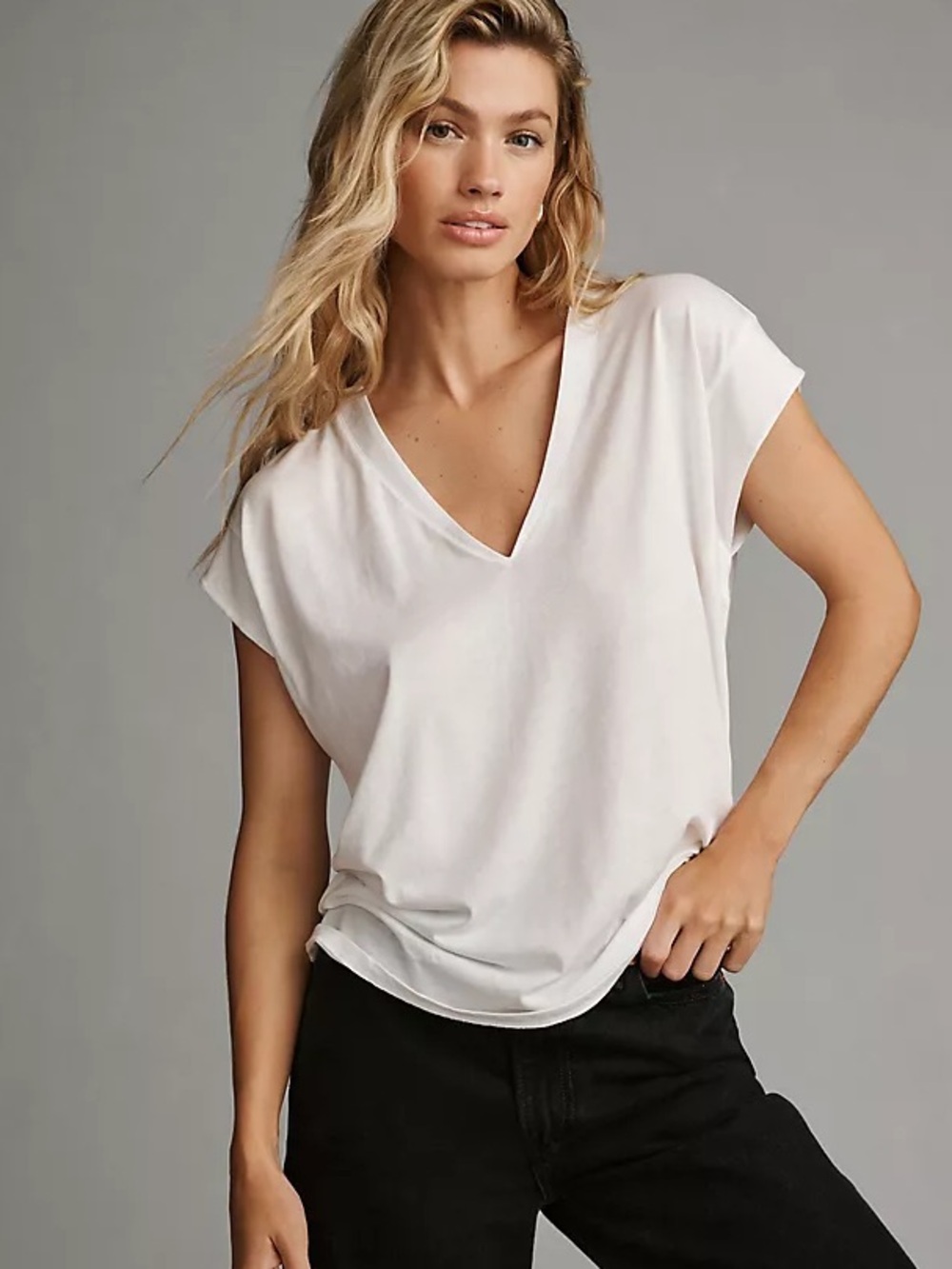 Frame • Le mid rise V neck tshirt